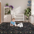 thumbnail image 6 of 9x12 Floral Print Area Rugs Bordered Rug, Machine Washable Rug Modern Striped Low Pile Rug Carpet with Non-Slip Backing, Stain-Resistant Farmhouse Rugs for Living Room Bedroom Home Office, Blue, 6 of 9