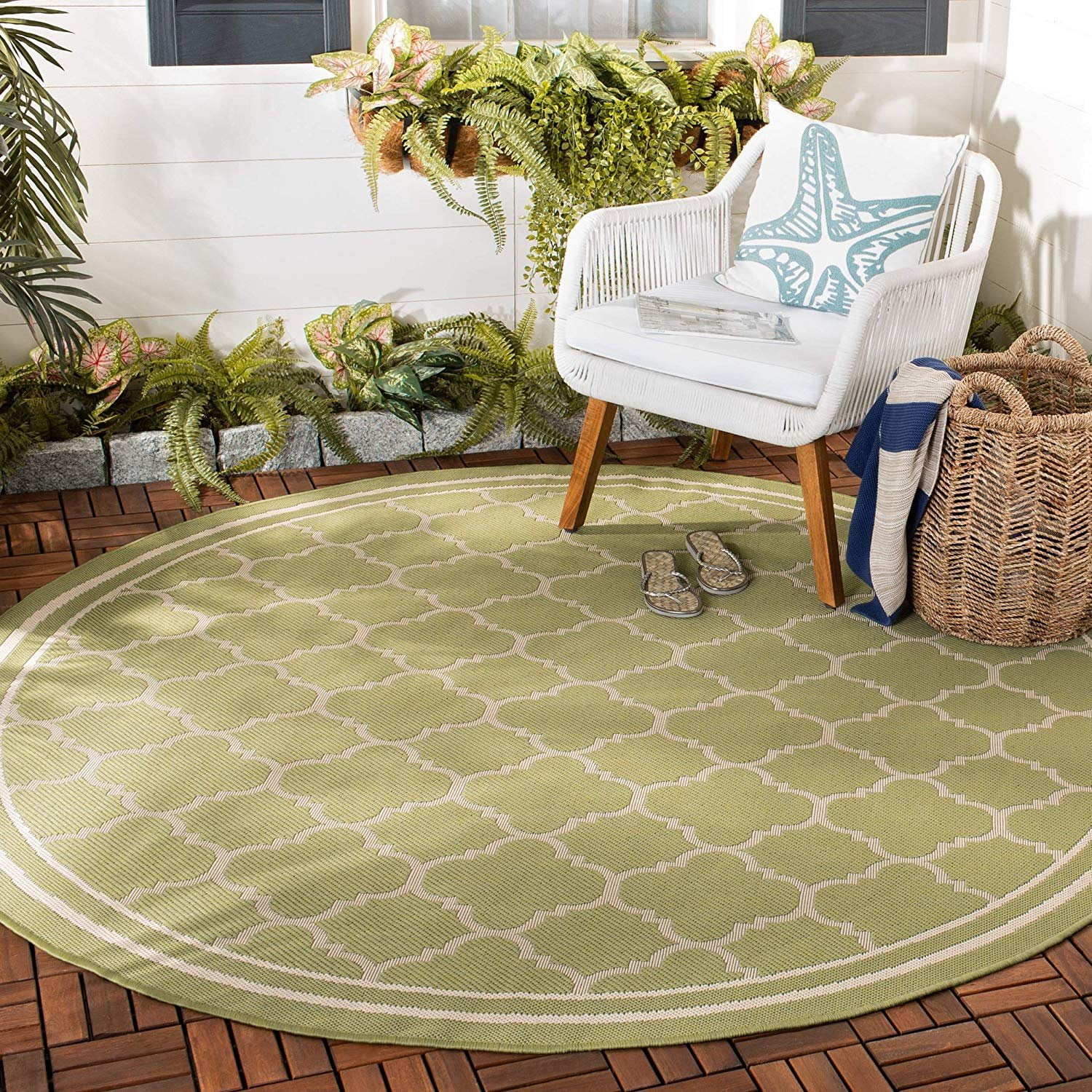 Safavieh Courtyard Collection CY6918244 Green and Beige Indoor