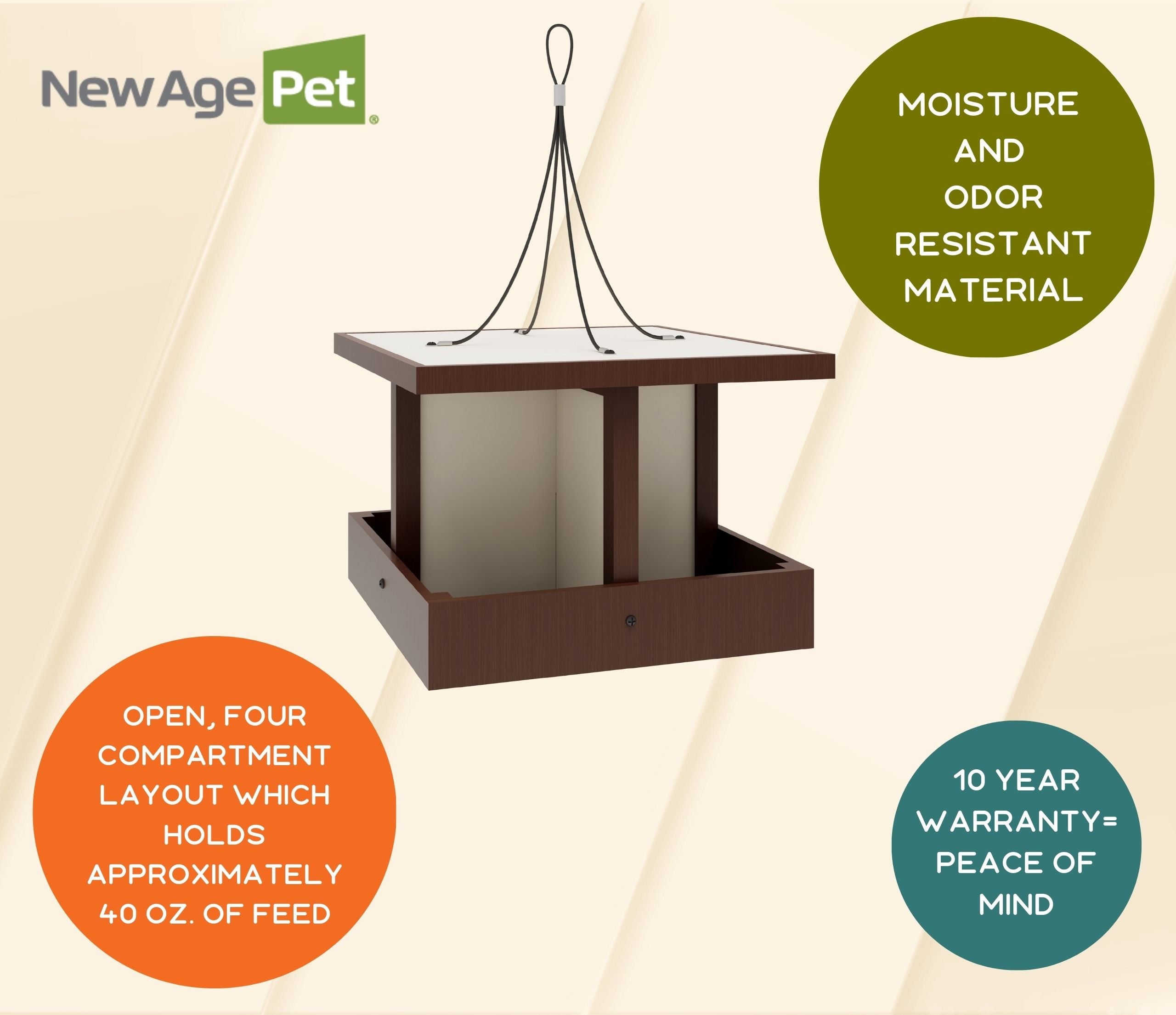 New Age Pet® ECOFLEX® Feathered Friends Beak Buffet Bird Feeder, 40 oz Open Top Feeder