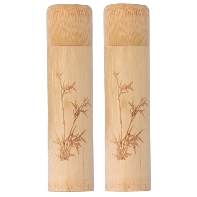 2 tubos de bambú carbonizados, naturales y ecológicos, para incensarios de té y nueces. Diseño de bambú.