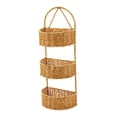 thumbnail image 3 of Cesta de pared de imitación ratán, cesta para guardar objetos pequeños, cesta colgante tejida Semicírculo 3 capas, 3 of 9
