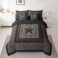 thumbnail image 2 of Homewish Western Texas Stars Twin Bedding Sets 7-Piece for Men, Grey Brown Rustic Cabin Bedding Comforter Set, Hippie Stripes Abstract Reversible Sheet Sets, Luxury Bedroom Decor, 2 of 7
