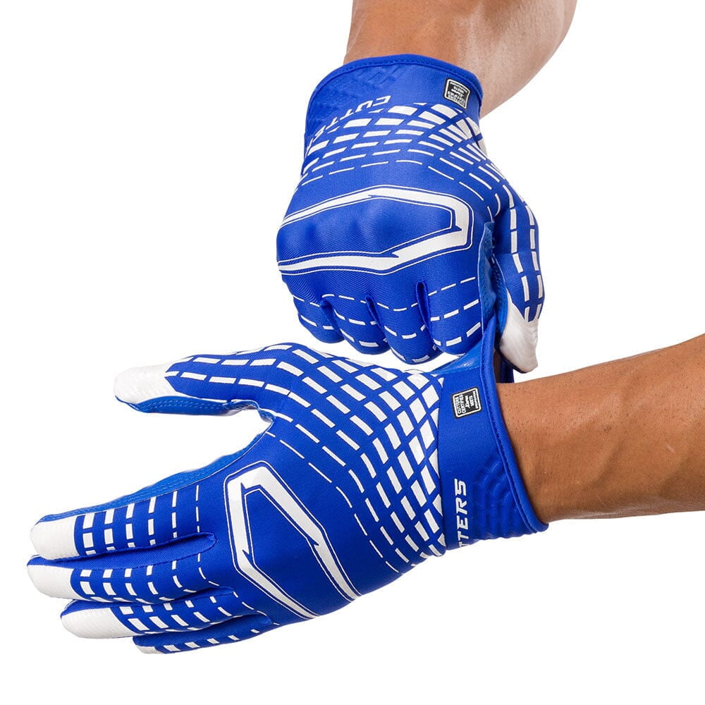 Cutters, Rev 5.0 Football Receiver Gloves, Youth, M, Royal