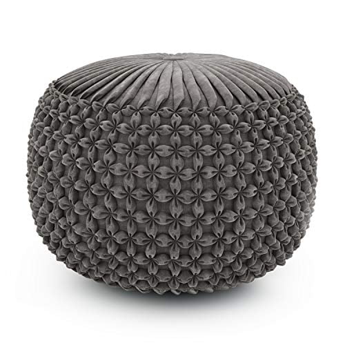 SIMPLIHOME Poufs Ronds Renee, 20 Pouces, Gris Dove