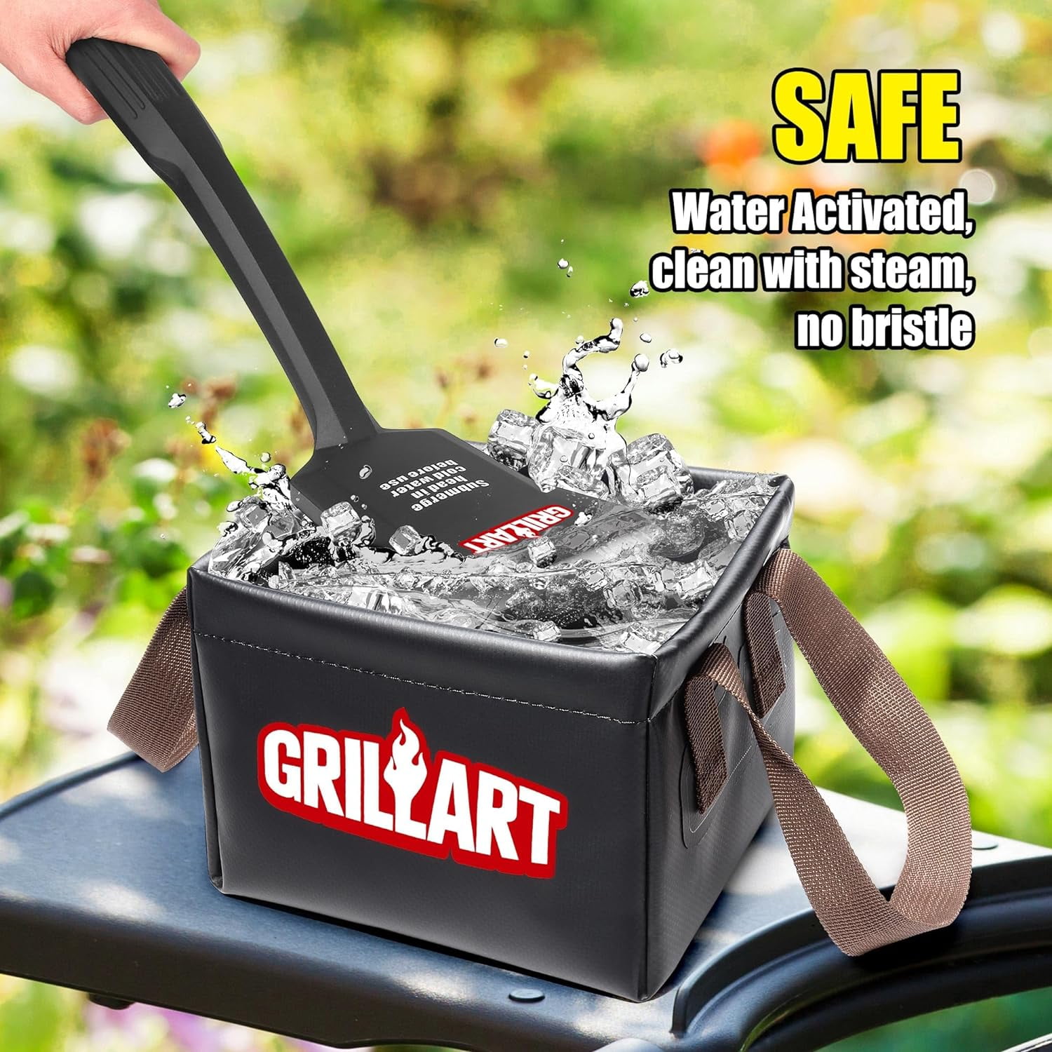 GRILLART Grill Brush Bristle Free, SteamWizards [Ultra Safe & Efficient] Grill Cleaner Brush with 1 Replacement Head, for Cast Iron and Stainless Steel Grates, Grill Cleaning Brush