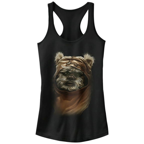 Junior's Star Wars Wicket Ewok  Racerback Tank Top Black 2X Large