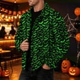 thumbnail image 4 of Mens Halloween Corduroy Jacket Lapel Collar Button Down Shirt With Pockets Long Sleeve Pumpkin Ghost Print Loose Fit Fall Winter Shacket Jackets, 4 of 6