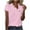 02 Pink, variant on bnaln Summer Tops for Women 2024 Sale Fashion Ladies Casual Solid Color Short Sleeve V-Neck Buttons T-Shirt Fashion Plain Longline Blouse Tops Plus Size Leisure Daily Wear