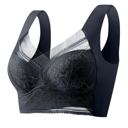 

DNDKILG Womens Underwire Full Coverage Bra Bras Push Up Mesh Padded Bra Black 3XL