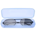 thumbnail image 3 of Gafas de sol ovaladas vintage con lentes espejadas UV, gafas de sol con montura metálica para hombres y mujeres, montura negra, lentes verdes degradados, 3 of 8