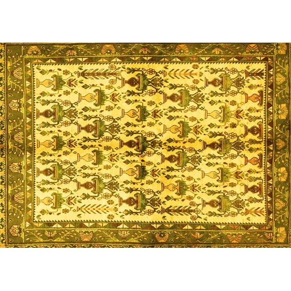 Ahgly Company Indoor Rectangle Animal Yellow Traditional Area Rugs, 5' x 8'