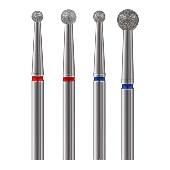 Cuticle Bit, Ball Diamond Drill Bits Set for Electric Nails Drill, Cuticle Clean Ball Head Nail Bit for Acrylic Gel Manicure Pedicure, Nail File Polishing Head Tool