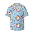 thumbnail image 4 of Uemuo Gnome On A Watermelon Mattress In The Pool Pattern Cotton Linen Short Sleeve Shirts,Casual Lightweight Button Down Shirts,Vacation Beach Summer Tops-3X-Large, 4 of 7