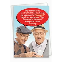 NobleWorks Funny Birthday Paper Card with 5 x 7 Inch Envelope (1 Card) Bday Incorrect Password-Men C7955BDG