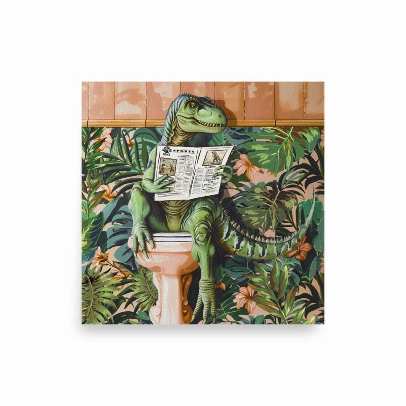 Humorous Dinosaur Bathroom Boys Room poster Wall Art Decor 16x24 UNFRAMED