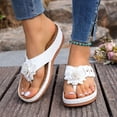 thumbnail image 2 of Rokment Flower Platform Wedge Dress Backless Sandals for Women Plantar Fasciitis with Arch Support Boho Beach Casual Leather Chunky Heel Orthotic Flip Flops Walking Slides Slippers White Size 7.5, 2 of 6