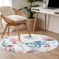thumbnail image 4 of Octopus Coastal Round Area Rug 3Ft Washable Small Circle Rugs for Kitchen Entryway, Summer Beach Ocean Shell Jellyfish Starfish Non-Slip Carpet Floor Mats Indoor Outdoor Carpet Runner Home Decor, 4 of 8