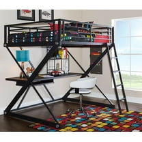 Powell Z Bedroom Full Size Study Loft Bunk Bed, Black