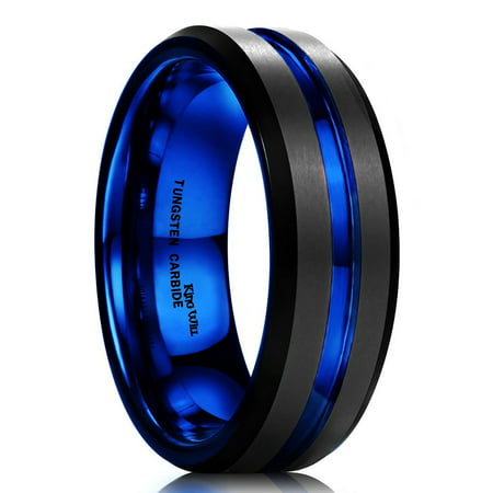 DUO Tungsten Wedding Bands 7mm for Men Beveled Edge Brushed