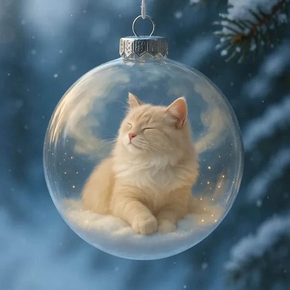 Colgante navideño plano 2D de gatos adorables | Adorno para árbol de Navidad | Decoración ligera para colgar | Ilustración de gato caprichosa | Regalo perfecto para amantes de los gatos | Adorno