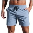 thumbnail image 2 of Summer Men Shorts Elastic Waist Solid Color Moisture-Wicking Straight Leg Knee Length Cargo Shorts With Pocket Beach Fashion Outdoor Sport Athletic Gym Shorts Sweatpants M-XL, 2 of 7