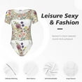 thumbnail image 6 of Daiia Autumn Garden print Women's Crew Neck Short Sleeve Bodysuit Fashion Tops Fit Casual Basic Extender Bodysuit-X-Large, 6 of 9