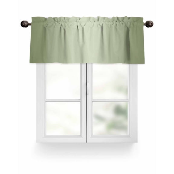 Sage Green Valances for Windows Ombre Solid Color Gradient Modern Art Valance Rod Pocket Light Filtering Short Window Treatments Curtains for Kitchen Bathroom Living Room Bedroom, 42 x 12 Inch