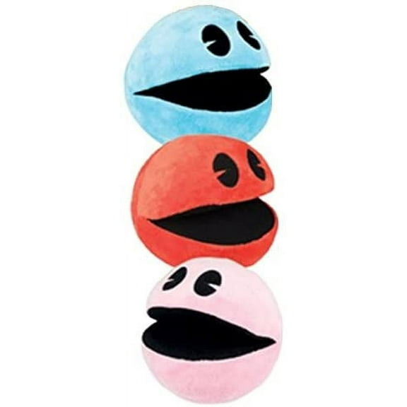 Pac-Man 4 Inch Plush Assortment - 1 Red, 1 Blue, and 1 Pink