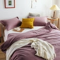 thumbnail image 6 of Simple&Opulence 100% Linen Duvet Cover Set with Washed-French Flax-3 Pieces Solid Color Basic Style Bedding Set-Breathable Soft Comforter Cover with 2 Pillowshams(King,Purple), 6 of 6