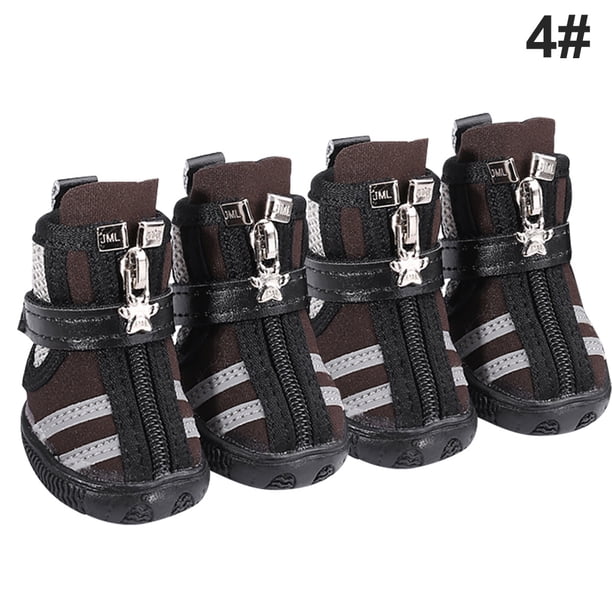 Greeniant Zapatos para mascotas Botas deportivas para interiores Malla Transpirable Clásico Algodón Cremallera Calzado para mascotas Ropa para mascotas marrón cuatro Greeniant PT000055-19B