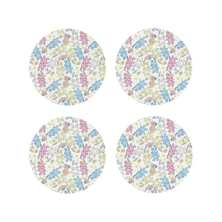 

Tideii Cartoon Bunny for Leather Coasters 4 Pieces Anti-fouling and Anti-scalding Decorative Coasters Suitable for Restaurants Kitchens Coffee Shops-Round Shape