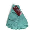 thumbnail image 2 of Winter Fingerless Flap Knit Mitten Convertible Flip Gloves - Teal, 2 of 2