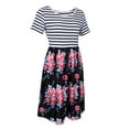 thumbnail image 1 of Vestido A Rayas Manga Corta Diseño Cuadros Estampado Floral Bolsillos Mujer Regalo Apariencia Atractiva SG Zulema  Vestido a rayas con estampado floral, 1 of 8