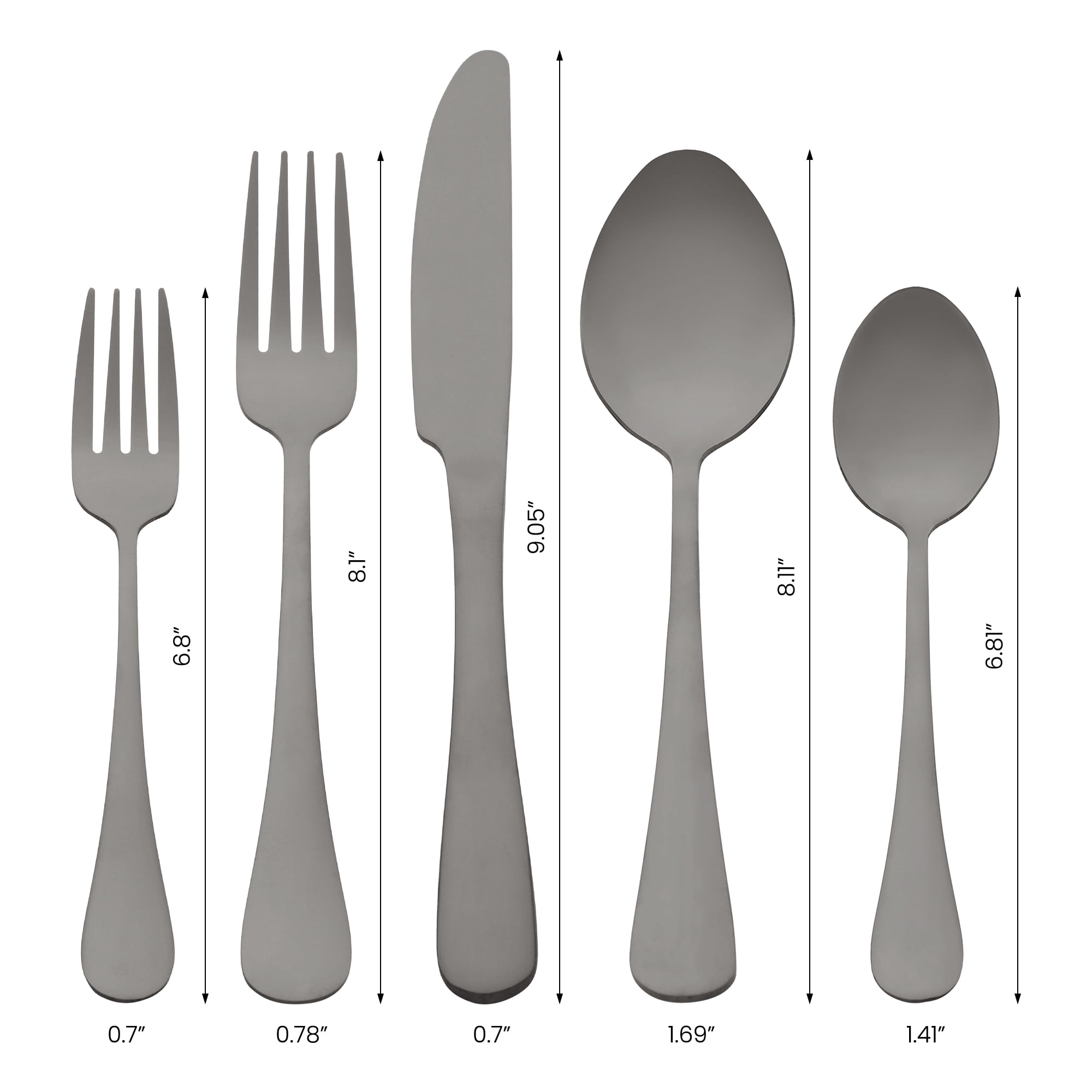 Unique Bargains 20 Pcs Stainless Steel Flatware Set Mirror Polished Cutlery Black