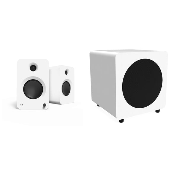 Kanto Ren Powered Speaker System (white)   Kanto SUB8 Powered 8in Subwoofer(white)