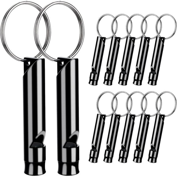 HNZHSL 12 Pcs Silbato de Emergencia Silbato de Supervivencia Silbato de Emergencia con Cordón Silbatos Aluminio con Aleación de Aluminio con Llavero Silbato de Supervivencia de Alto Decibelio Acampar