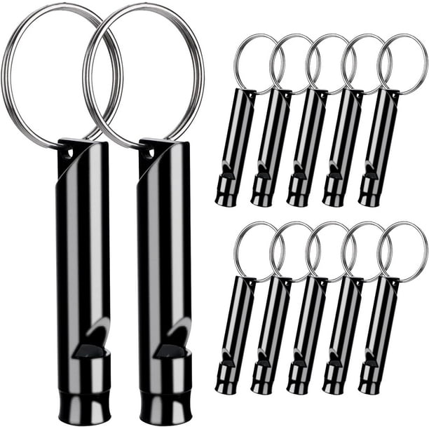 HNZHSL 12 Pcs Silbato de Emergencia Silbato de Supervivencia Silbato de Emergencia con Cordón Silbatos Aluminio con Aleación de Aluminio con Llavero Silbato de Supervivencia de Alto Decibelio Acampar