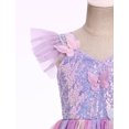 thumbnail image 6 of IBTOM CASTLE Toddler Baby Girls Shiny Butterfly Tutu Dress Princess Birthday Party Pageant Flower Girl Wedding Tulle Dresses 2-6T 2-3T Rainbow Purple, 6 of 7
