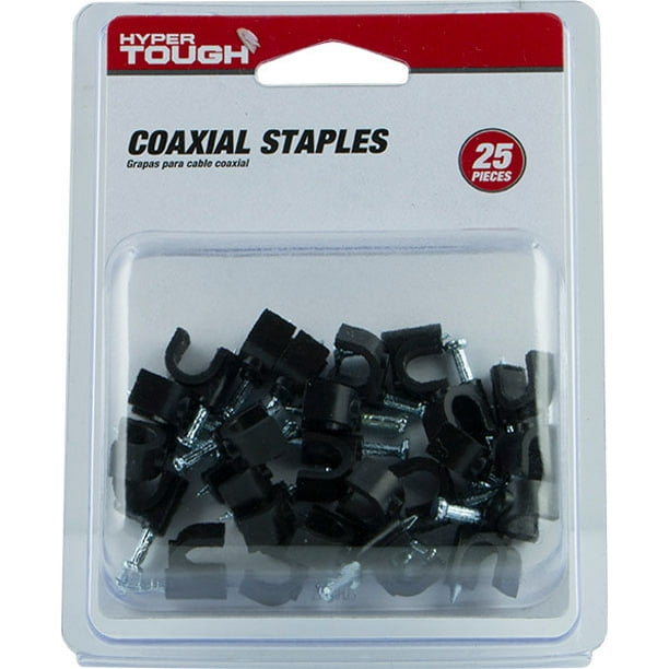 Hyper Tough 25 Piece Coaxial Cable Staples, Black