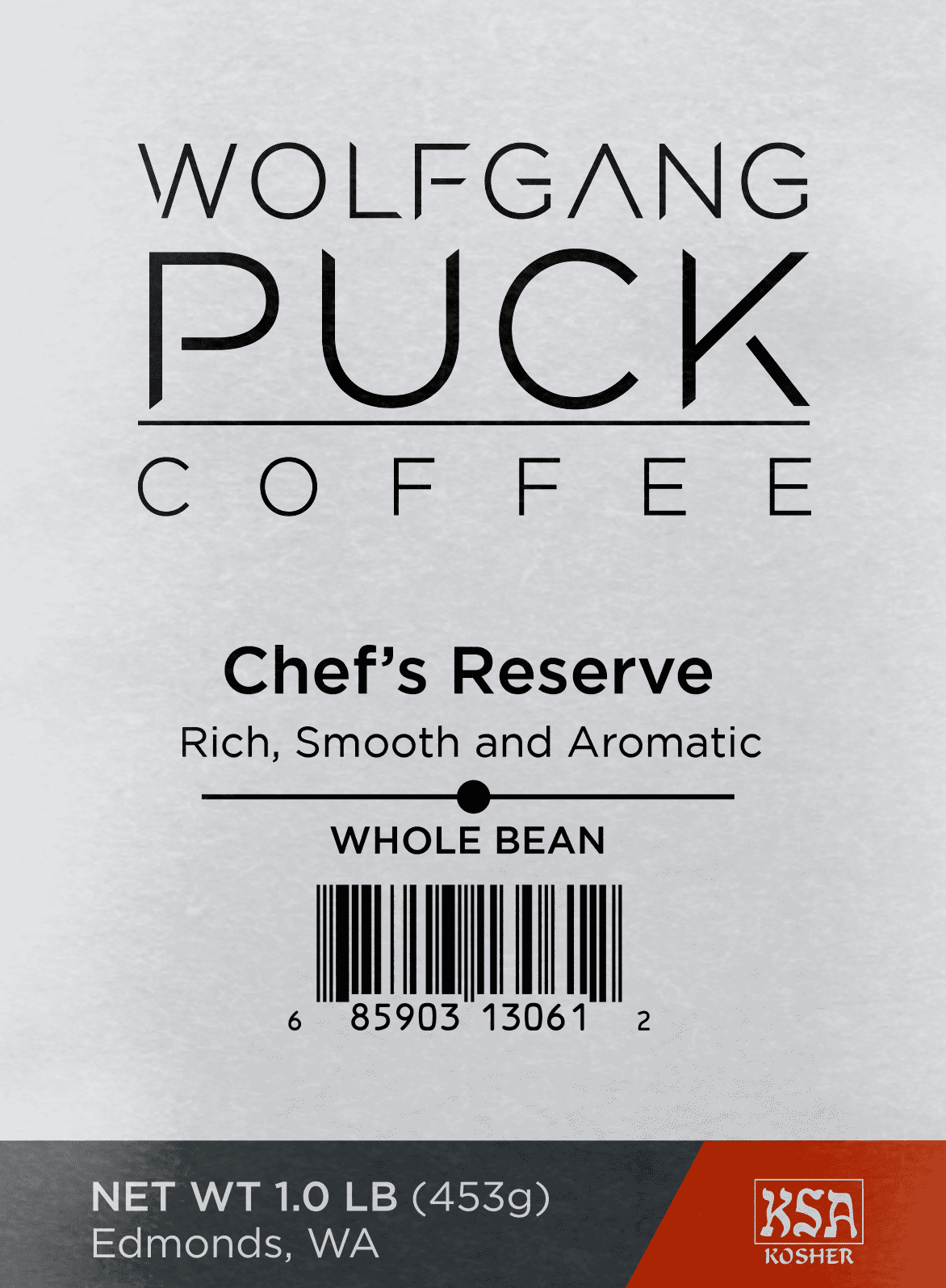 Wolfgang Puck Coffee, Chef's Reserve, Whole Bean Coffee, 1 lb. bag (Pack of 3)