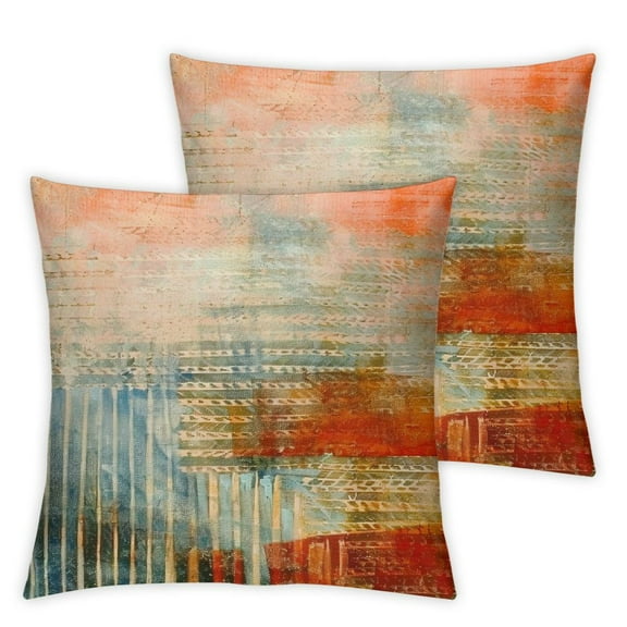 QKZF Orange Abstract Throw Pillow Covers Set of 2 Rust Colorful Decorative Cushion Cases Mid Century Modern Decor for Couch