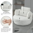 thumbnail image 4 of Swivel Barrel Chair, Oversized Swivel Chair with Moon Storage Ottoman Modern Upholstered Accent Chair, Round Swivel Barrel Chair with 4 Pillow Leisure Sofa Chair Lounger Armchair for Living Room,Ivory, 4 of 8