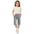 thumbnail image 4 of XIYNBAOK Girls Soccer Shorts Jean Shorts for Teen Girls Basketball Shorts Newborn Clothes High Waist Jeans Girls Cartwheel Shorts White Mini Shorts, 13-14 Years, 4 of 8