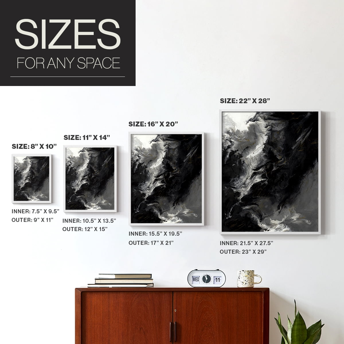 Changes Framed Print in White Solid Wood Framed Print No Nail Hanging