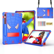 Dteck for Samsung Galaxy Tab S8 / S7 11 Inch Tablet Case with Pencil Holder, Heavy Duty Hybrid Shockproof Rugged Kids Case with Kickstand Crossbody Shoulder Strap,Blue Red