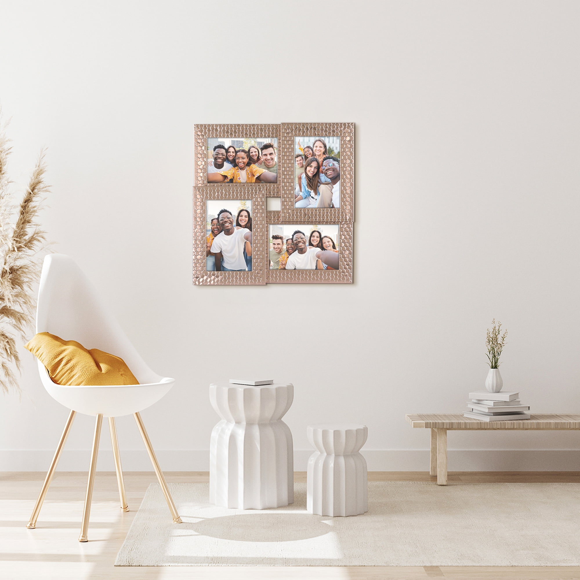 Unique Bargains Family Photo Frame Set of 4 Brown 12.6" x 12.6" x 1.2"
