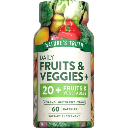 Super Fruits and Veggies | 60 Vegan Capsules | Vitalizing Antioxidant Superfood | by Nature's Truth