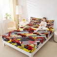 thumbnail image 4 of Homewish Kids Boys Red Truck 4pcs Bed Sheets,Cartoon Car Theme King Sheets,Graffiti Splash Super Cozy Sheet Set,Lightweight Room Decor, 4 of 7