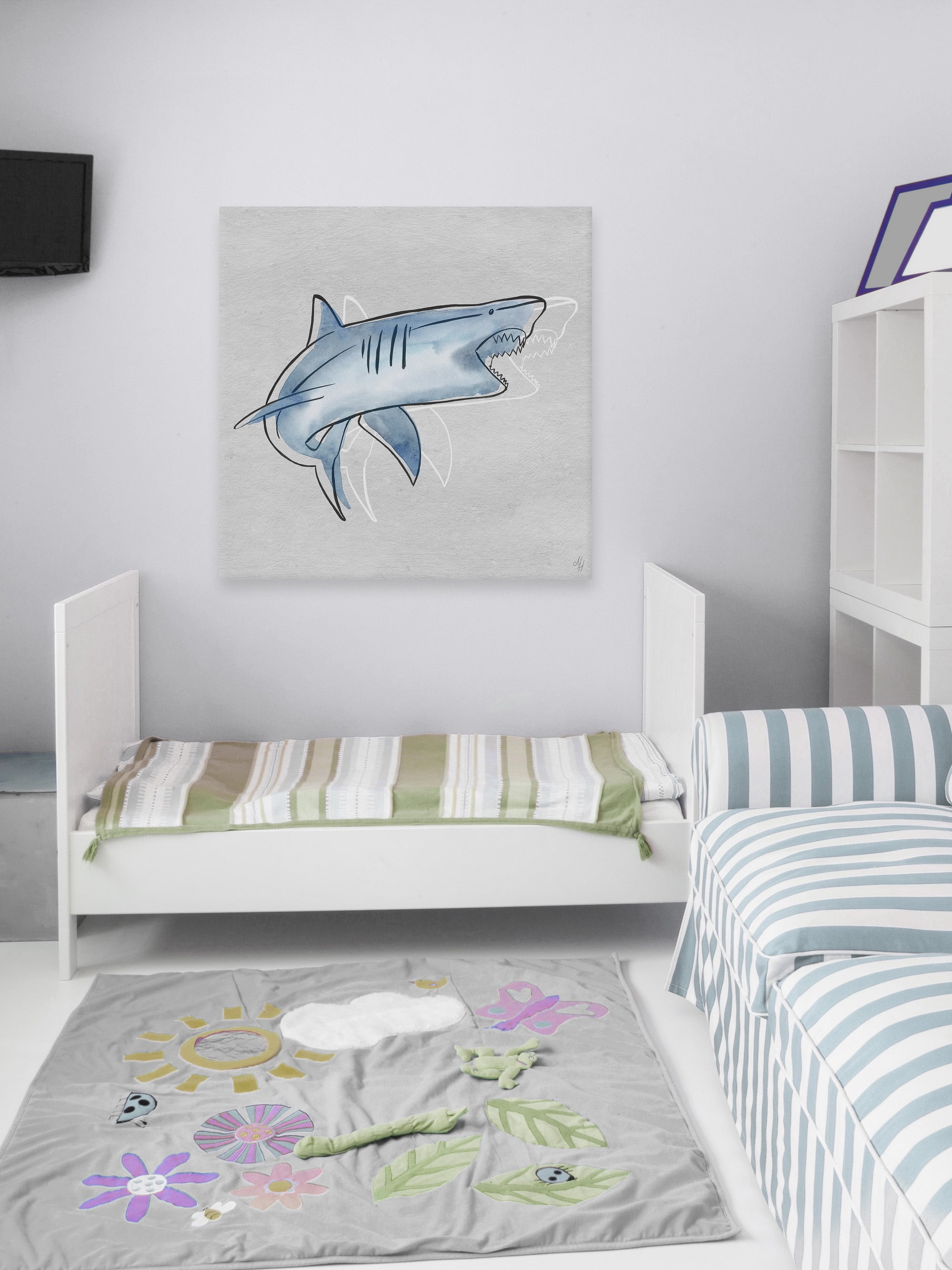 Marmont Hill Big Biting Shark Canvas Wall Art