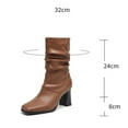 thumbnail image 4 of UngA Women'S Mid-Calf Boots Women's Western Boots Square Toe Chunky Heel Zipper Embroidered Ankle Boots Khaki,7, 4 of 7